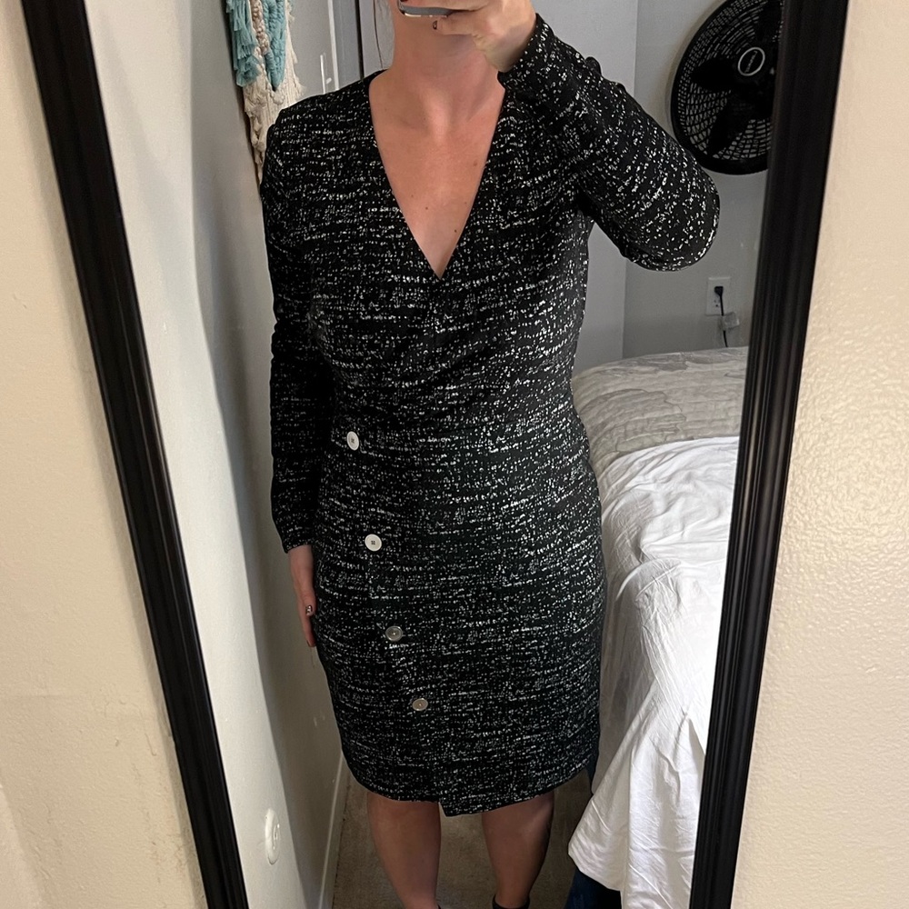 Anne Taylor long sleeve black dress
